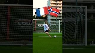 Who is Better🇫🇷🇳🇴 football knuckleball freekick soccer futbol shorts [upl. by Atlee]