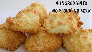 4 INGREDIENTS COCONUT COOKIES RECIPE  EASY HOMEMADE COOKIES [upl. by Lynch]