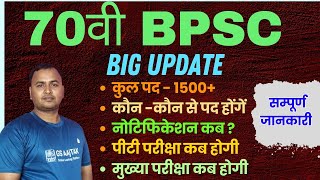 70th BPSC Notification  Exam Date and Seats Latest Upadate  bpsc 70th new exam date [upl. by Ativad446]