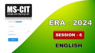 MSCIT ERA 2024 Session – 6 English  mscit IT Awareness era session – 6  era Session 6 2024 [upl. by Gerda]