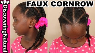 HOW TO FAKE CORNROWS NATURAL HAIR naturalhair kidshairstyles  Sensitive Scalp Tender head [upl. by Jeuz919]