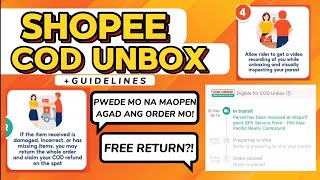 SHOPEE COD UNBOX  GUIDELINES Pwede ka na magopen ng parcel sa harap ng delivery rider [upl. by Coussoule]