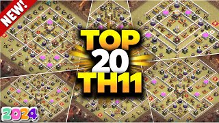 Top 20 New Best TH11 WarFarmTrophy Base Link 2024  Th11 Base Link  Th11 Best Base copy link [upl. by Crooks56]