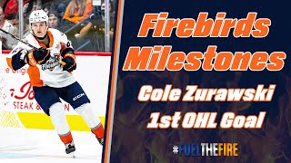 Firebirds Milestones  Cole Zurawskis 1st Career OHL Goal [upl. by Eilac]