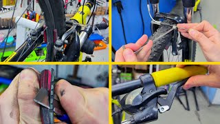 Adjusting vbrake bike brakes Brake pad burrs [upl. by Cullie138]