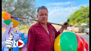 Jaime el aguerrido vendedor de globos y salvavidas en quintas de Torreón [upl. by Kciderf]