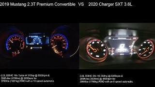 2020 Dodge Charger SXT VS 2019 Ford Mustang Ecoboost Conv acceleration comparison [upl. by Atteloj]