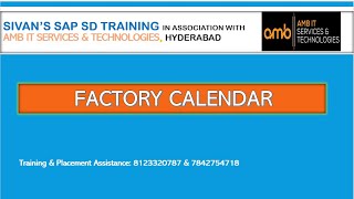 SAP Factory Calendar SCAL  Sivans SAP SD Training [upl. by Paff]