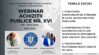 WEBINAR ACHIZIȚII PUBLICE XVI  18042024 [upl. by Hannie]