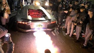 This Lamborghini Aventador is literally ON FIRE HUGE FLAMES [upl. by Lody589]