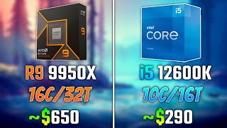 AMD RYZEN 9 9950X vs INTEL i512600K  Test in 6 Games [upl. by Ondrej]