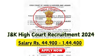 🔥 JampK High Court  Fresh Recruitment for 47 Posts  Salary Rs 44900  144400  Apply Now [upl. by Casie969]