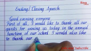 Ending speech in English  Closing speech in English  writing  English handwriting Eng Teach [upl. by Carie]