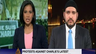 Al Jazeera Abdullah al Andalusi on the issues behind Charlie Hebdo demonstrations in Muslim world [upl. by Haleeuqa740]