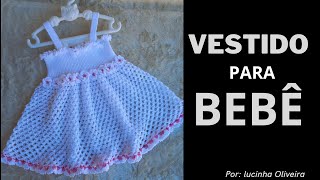 Vestido de crochê para bebê 6 meses a 1 ano Baby crochet dressFioaFioCrochê [upl. by Shenan]