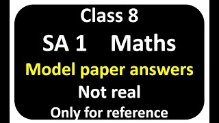 maths sa1 question paper 2024 8th class sa1 maths question paper 2024 8th class [upl. by Xella]