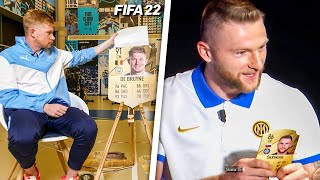 Footballers react to their FIFA 22 ratings [upl. by Idnod]