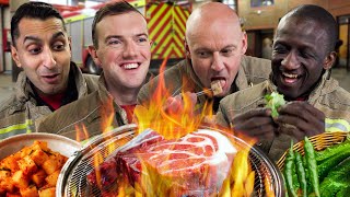 London Firefighters try Korean BBQ for the first time [upl. by Rella17]