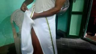 How to wear VeshtiDhoti Tamil style  Easy and simple way to wear Dhoti [upl. by Eelanej]