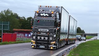 Trailer Trucking Festival „Nordic Trophy“ 2023 Truckshow Sweden with Ristimaa amp Scania V8 open pipes [upl. by Akirahs]