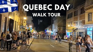 Night Walk in Quebec City During SaintJeanBaptiste Day  4K UHD [upl. by Irap]