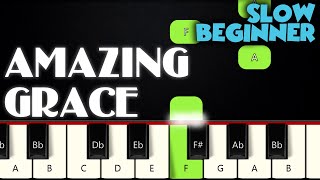 Amazing Grace  SLOW BEGINNER PIANO TUTORIAL  SHEET MUSIC by Betacustic [upl. by Lichter]