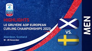 SCOTLAND v SWEDEN  Highlights  Le Gruyère AOP European Curling Championships 2023 [upl. by Adihsaar]