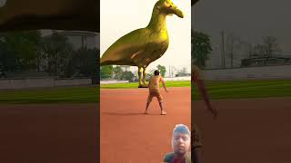 Boy kicks 🏀🏀🏀ball and smashed golden statue of flatbilled duck on the playground [upl. by Greff]