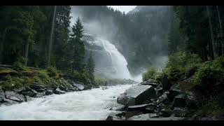 Calming Powerful Mountain Waterfall and River Relaxing Nature Sounds 10 Hours 4K White Noise [upl. by Kassie]