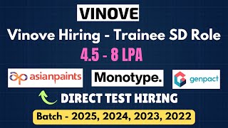 Vinove Hiring Started  Direct Test Hiring  2025 Batch Hiring Off Campus  hire me plz [upl. by Schober]