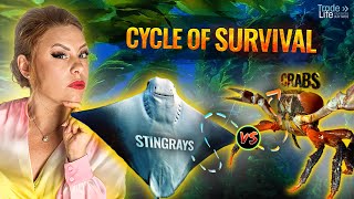 Cycle of survival Stingray VS Crab How do crabs manage to outsmart predators [upl. by Annaes]