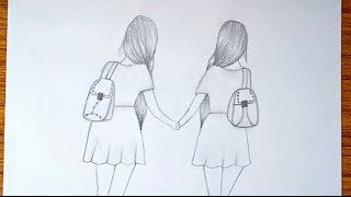 Haw to draw a bast Friend l bff Drawing l Drawing l Sketch Drawing l Very Easy Drawing [upl. by Eidoc]