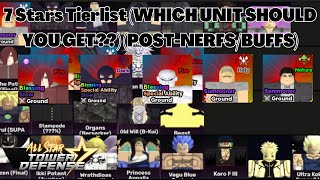 POST NERFSBUFFS 7 STARS TIERLIST WHICH UNITS SHOULD YOU GET All Star Tower Defense ASTD [upl. by Maleki]