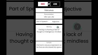 GRE Vocabulary builder for English 436 Word Vacuous GRE English Vocabulary Shorts [upl. by Lucic]