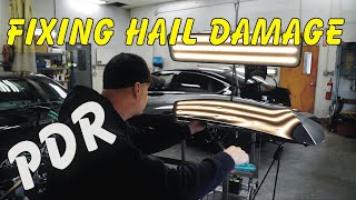 How to Fix Hail Damage using Paintless Dent Removal Day 1 PDR [upl. by Adnahcir]