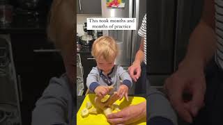 1 year old knife progression Montessori at home montessoritoddler cookingwithkids montessori [upl. by Greenleaf]