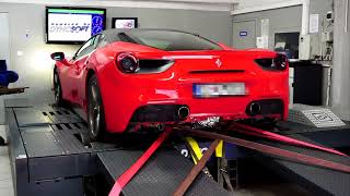 Ferrari 488 GTB dyno with remappable tuning box 4K [upl. by Namaj]