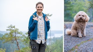 Crown Princess Victoria of Sweden and dog Rio hiking in Tivedens National Park [upl. by Kolosick727]