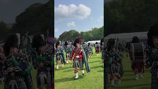 drummajor leads Ballater pipeband marchingband playing at 2024 lonachgathering amp Games shorts [upl. by Auqinahs748]