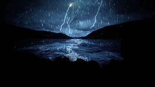 Fall Asleep to Ocean Rainstorm Sounds for Sleeping  Waves with Heavy Rain and Thunder [upl. by Shanley509]