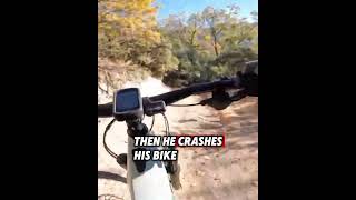 MOUNTAIN BIKER ACCIDENTALLY CHASES BEAR DOWN TRAIL shorts [upl. by Ravilob]