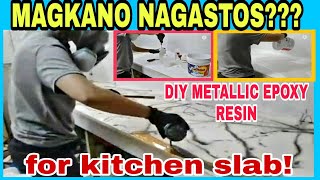 DIY Metallic Epoxy Resin for Kitchen slab tutorial and expeses in philippines  FOR BEGINNERS [upl. by Aroz396]