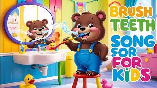 Bear Brush Teeth Song For Kids  4K preschool brush [upl. by Lacram312]