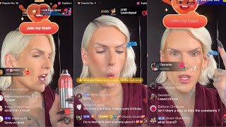 Jeffree Star REVIEWS MAKEUP Live on TikTok and TEASES NEW MAKEUP and SPILLS T [upl. by Howard]