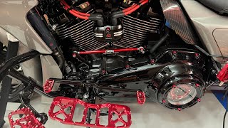 Santoro Fabworks Chacho Engine Bolt Kit  Flo Moto floorboards and pegs  SBC crash bar  Bag Guard [upl. by Elleynad]