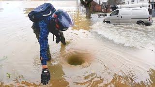 Unclogging Storm Drains to Drain Flooded Roads After Massive Rain [upl. by Salkcin513]