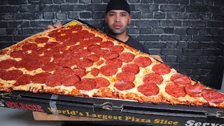 WORLDS LARGEST PIZZA SLICE MUKBANG [upl. by Eeroc]