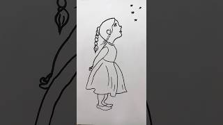 Little Girl Watching Stars  Easy drawing for beginners [upl. by Ardys]