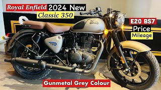 🔥2024 Royal Enfield Classic 350 Gunmetal Grey Colour Full Review  New Price Mileage Features [upl. by Aitnyc]