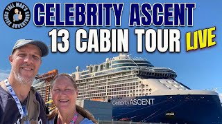 Celebrity Ascent LIVE CABIN TOUR 13 Cabins [upl. by Lasley]